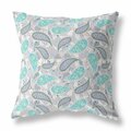 Palacedesigns 16 in. Boho Paisley Indoor & Outdoor Throw Pillow Green Gray & Black PA3095919